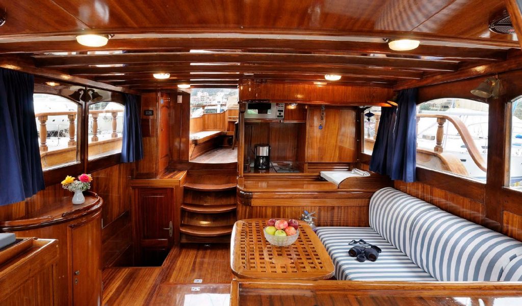 large wood yacht